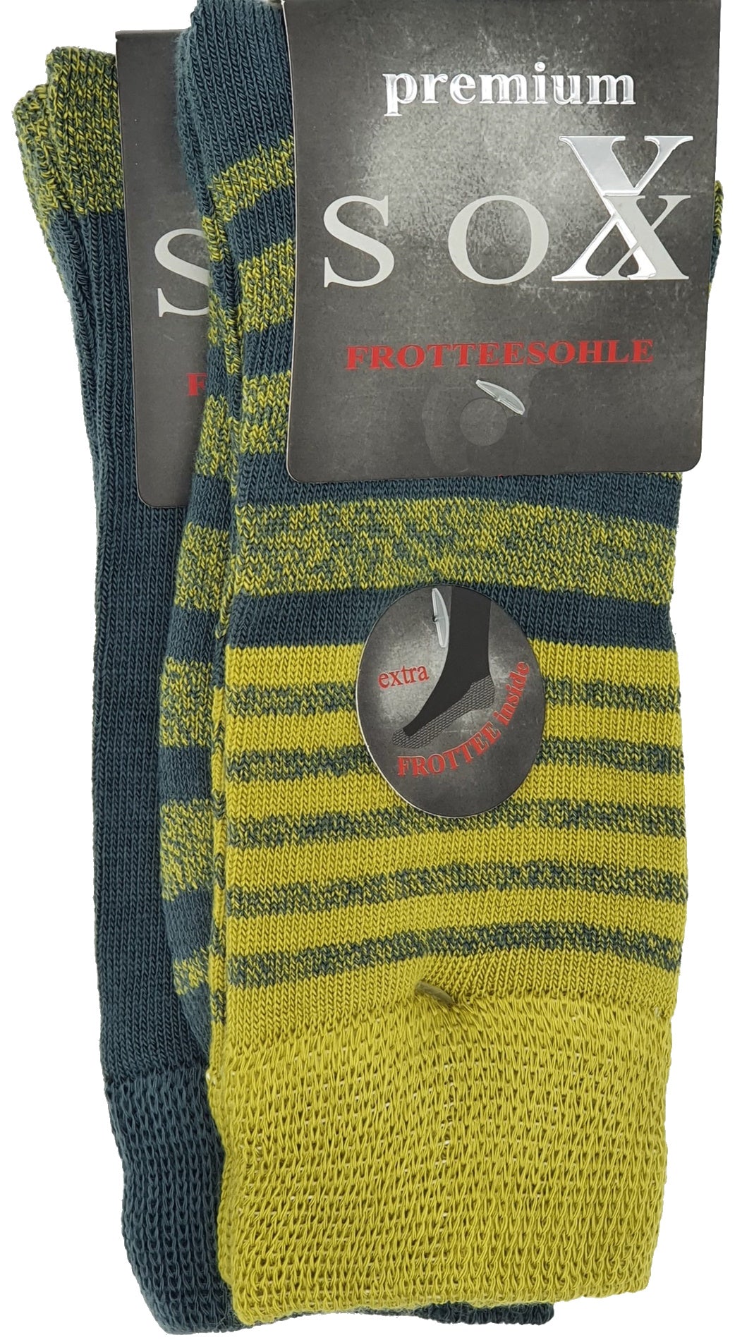 Chaussettes homme semelle éponge rayées et unies 2 paires (21200)