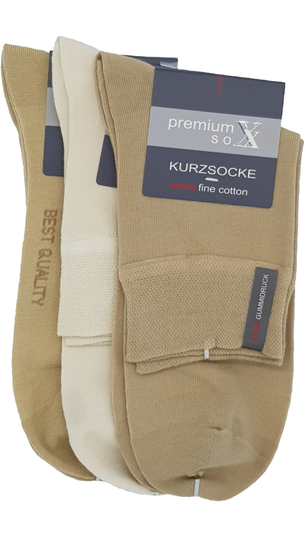 Herren Kurzsocken ,,Premium'' ohne Gummidruck 3 Paar (26541)