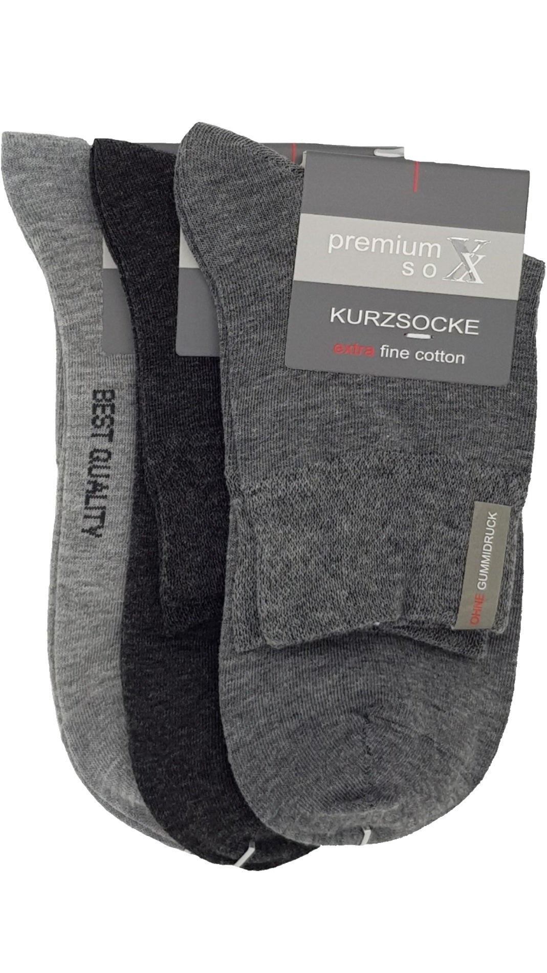 Herren Kurzsocken ,,Premium'' ohne Gummidruck 3 Paar (26541)