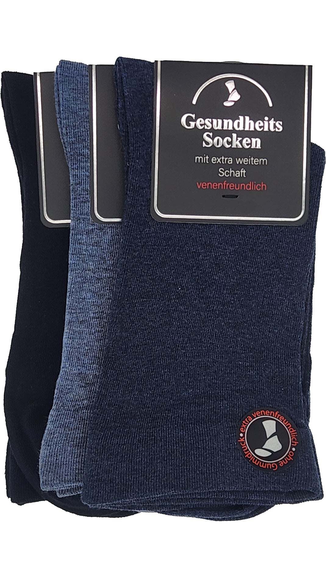 Chaussettes de santé pour hommes entonnoir EXTRA doux pour les veines 3 paires jusqu'à la taille 50 (26900)