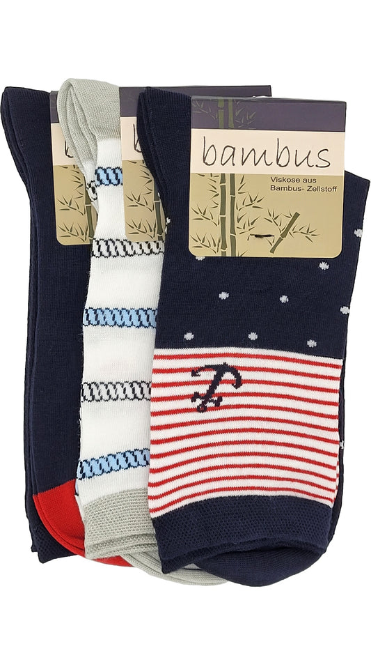 Damensocke Bambus Maritim 3 Paar (34745)