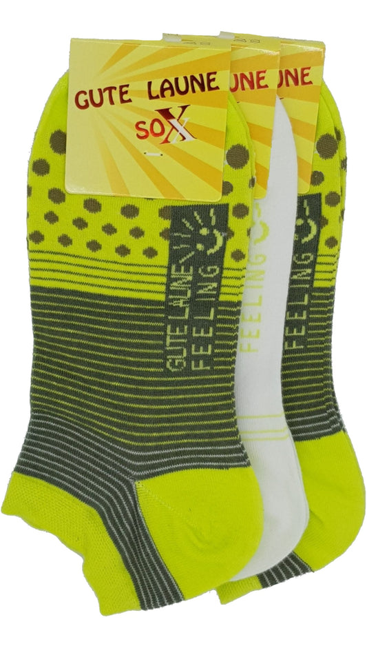 Damen Sneaker ,,GUTE LAUNE'' 3 Paar Gr. 35-38 (36351)