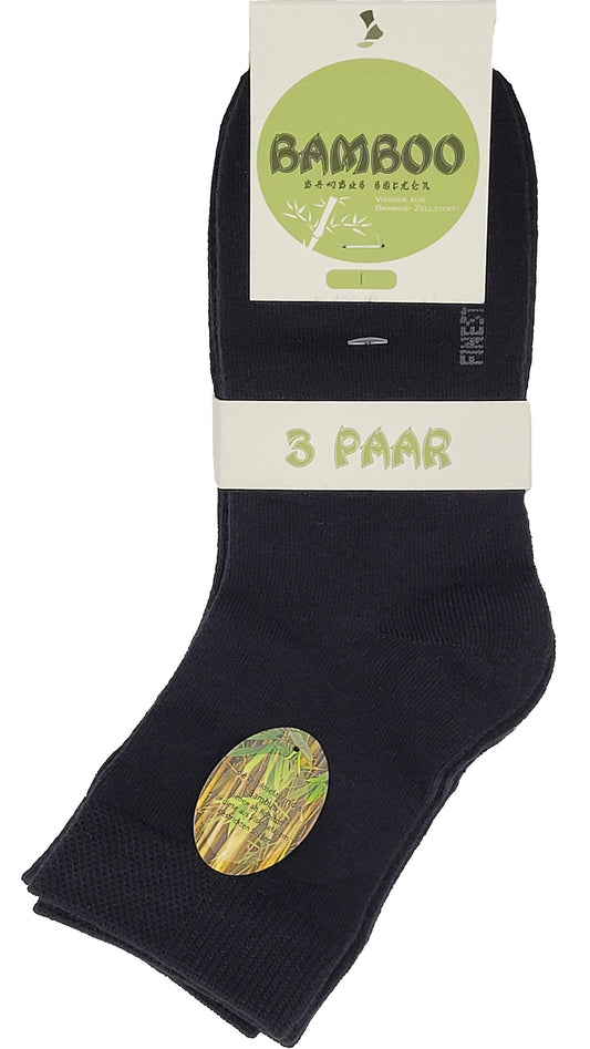 BAMBUS Kurzschaft Damen Socken schwarz 3 Paar (36942)