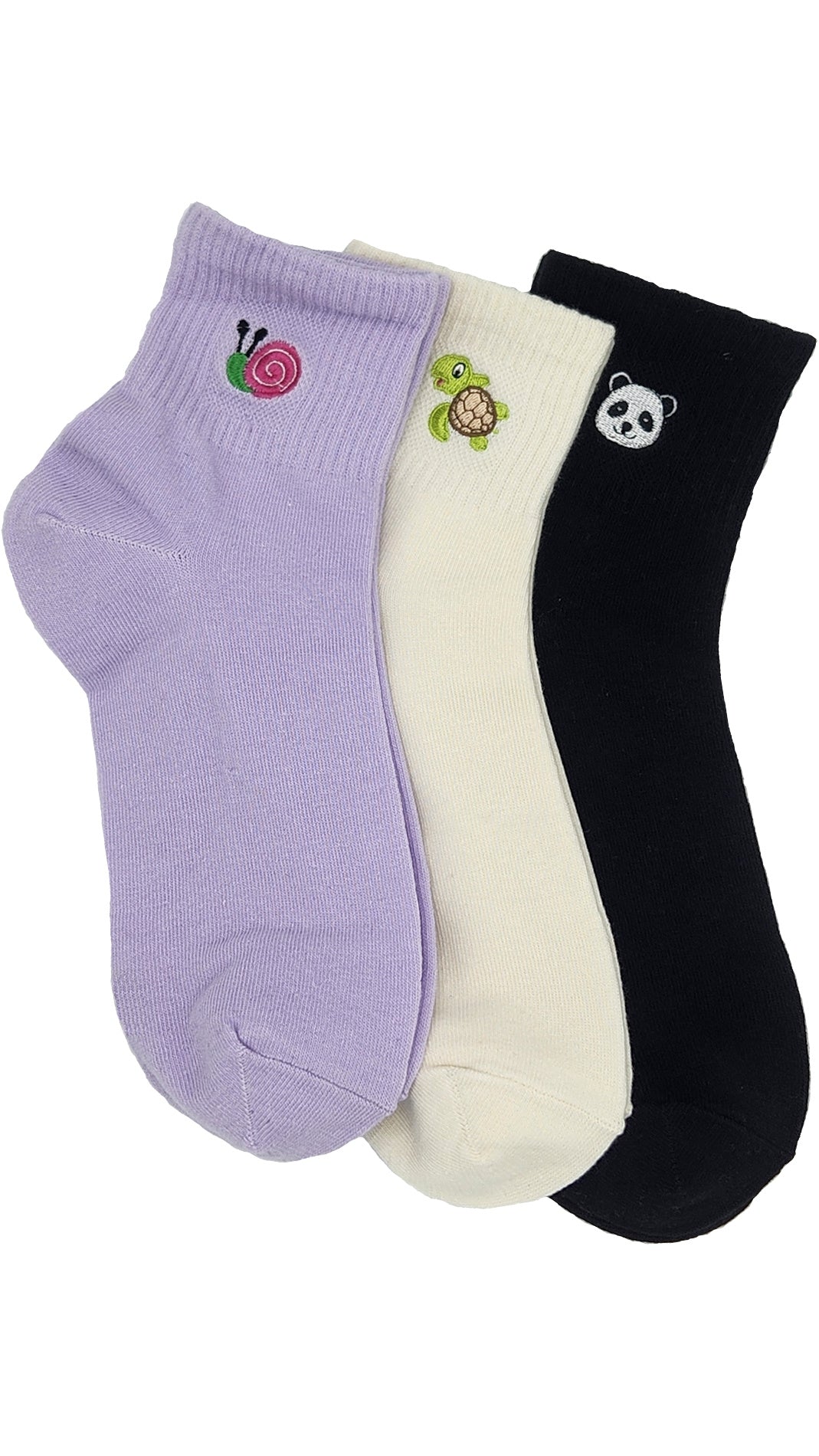 Damen Kurz Schaft Premium Casual Socken Stickerei 3 Paar (36974)