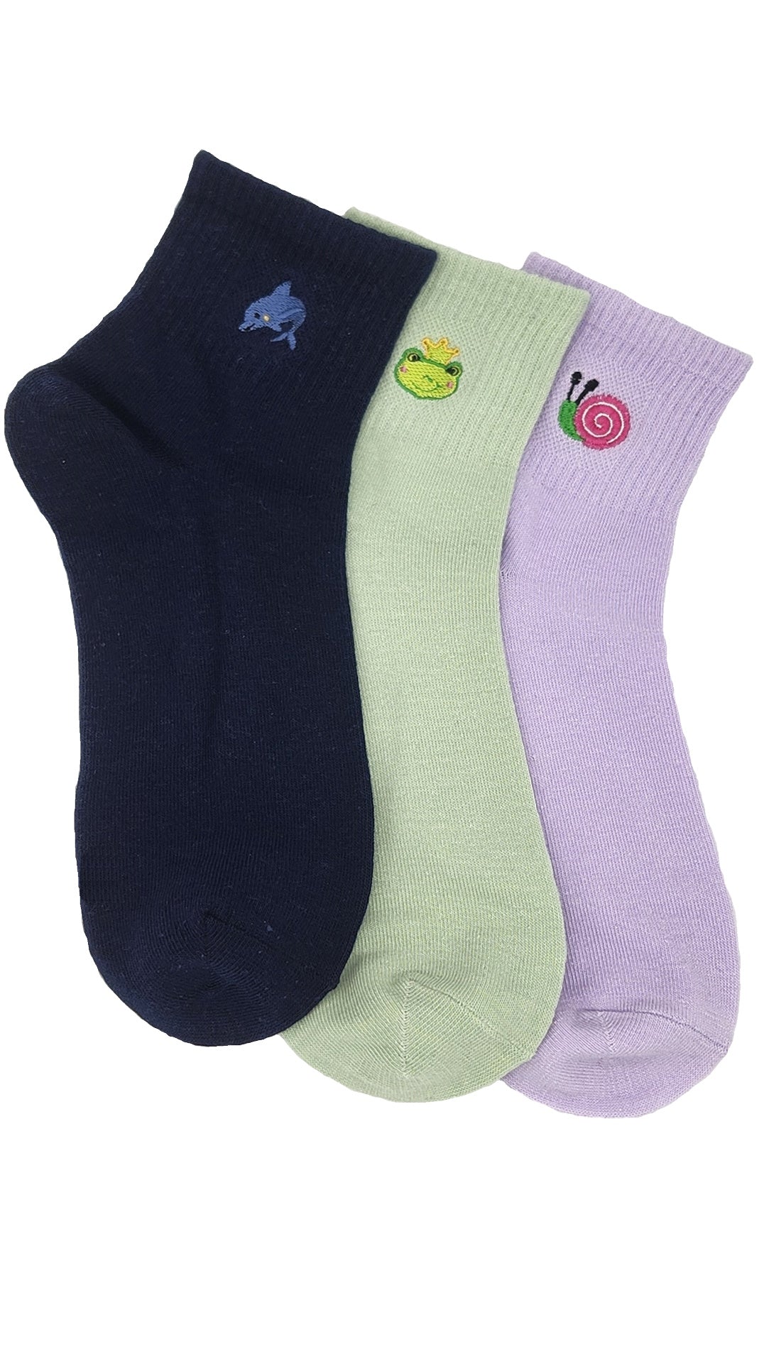 Damen Kurz Schaft Premium Casual Socken Stickerei 3 Paar (36974)