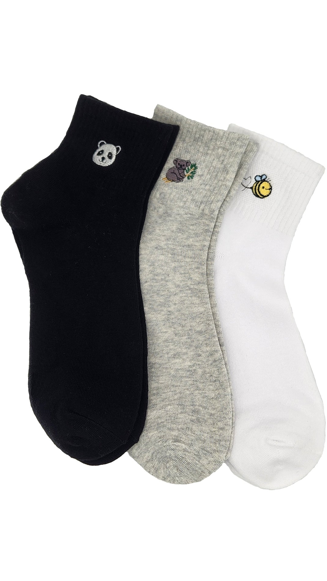 Damen Kurz Schaft Premium Casual Socken Stickerei 3 Paar (36974)