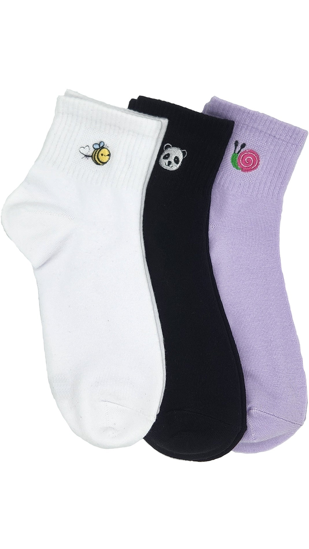 Damen Kurz Schaft Premium Casual Socken Stickerei 3 Paar (36974)