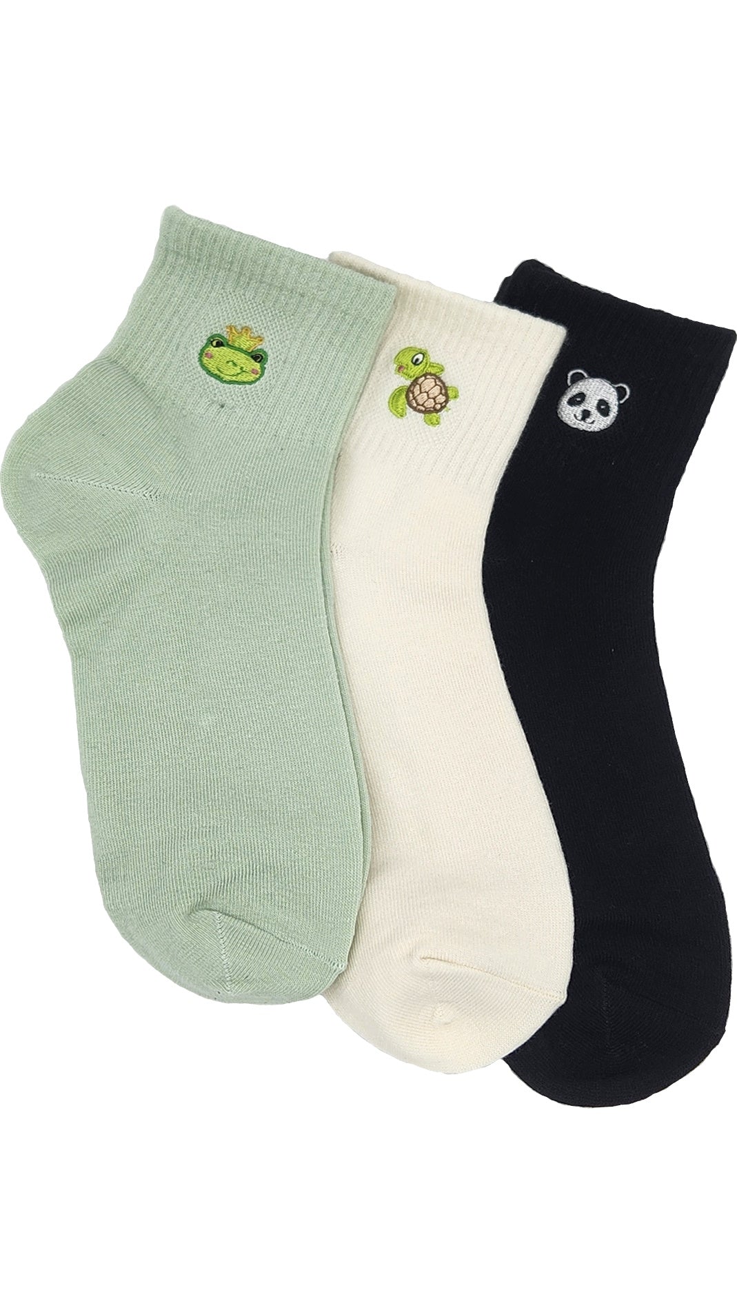 Damen Kurz Schaft Premium Casual Socken Stickerei 3 Paar (36974)