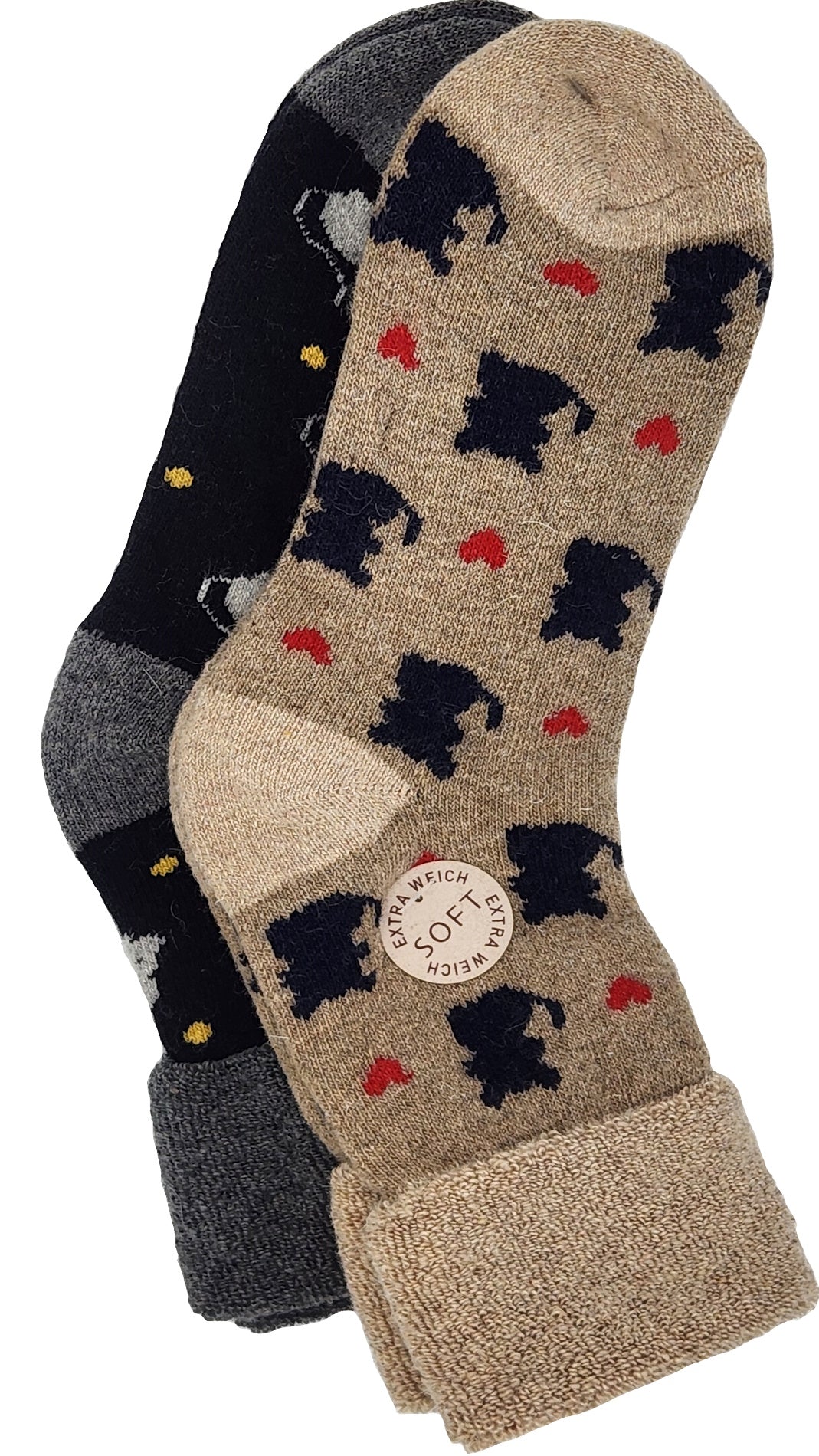 Damensocke mit Wolle Tiere 2 Paar (37825)