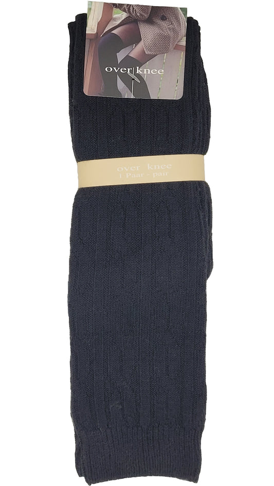 Overknee-Strümpfe Zopfmuster 1 Paar