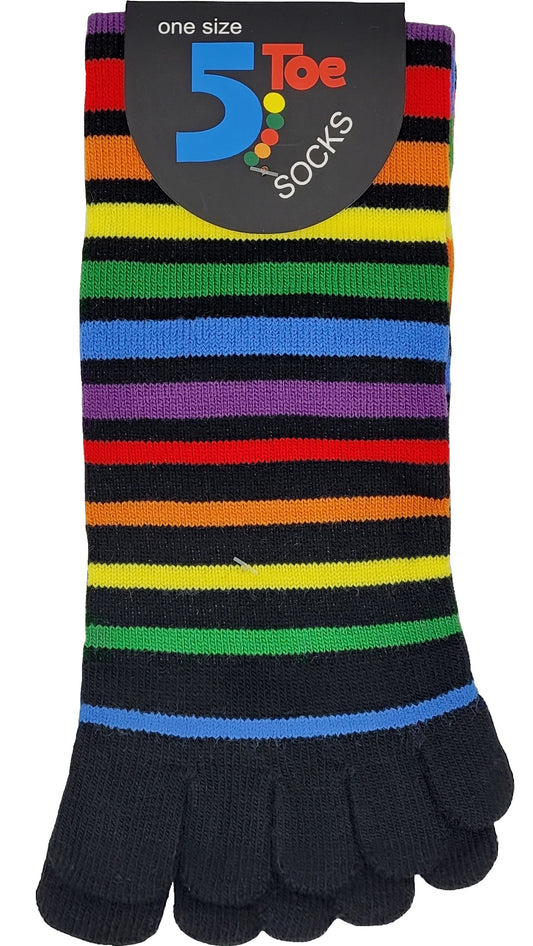 Damen 5 Zehen Socken bunte Ringel one Size 1 Paar (48006)