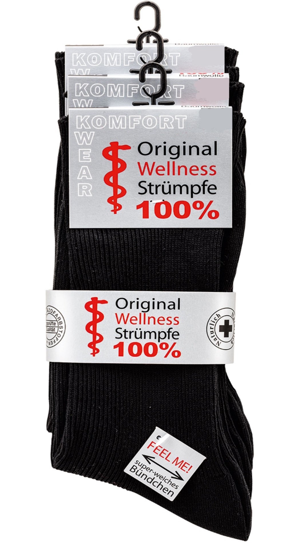 100% Baumwolle Wellness extra elastisch 3 Paar bis Größe 62 (6163)