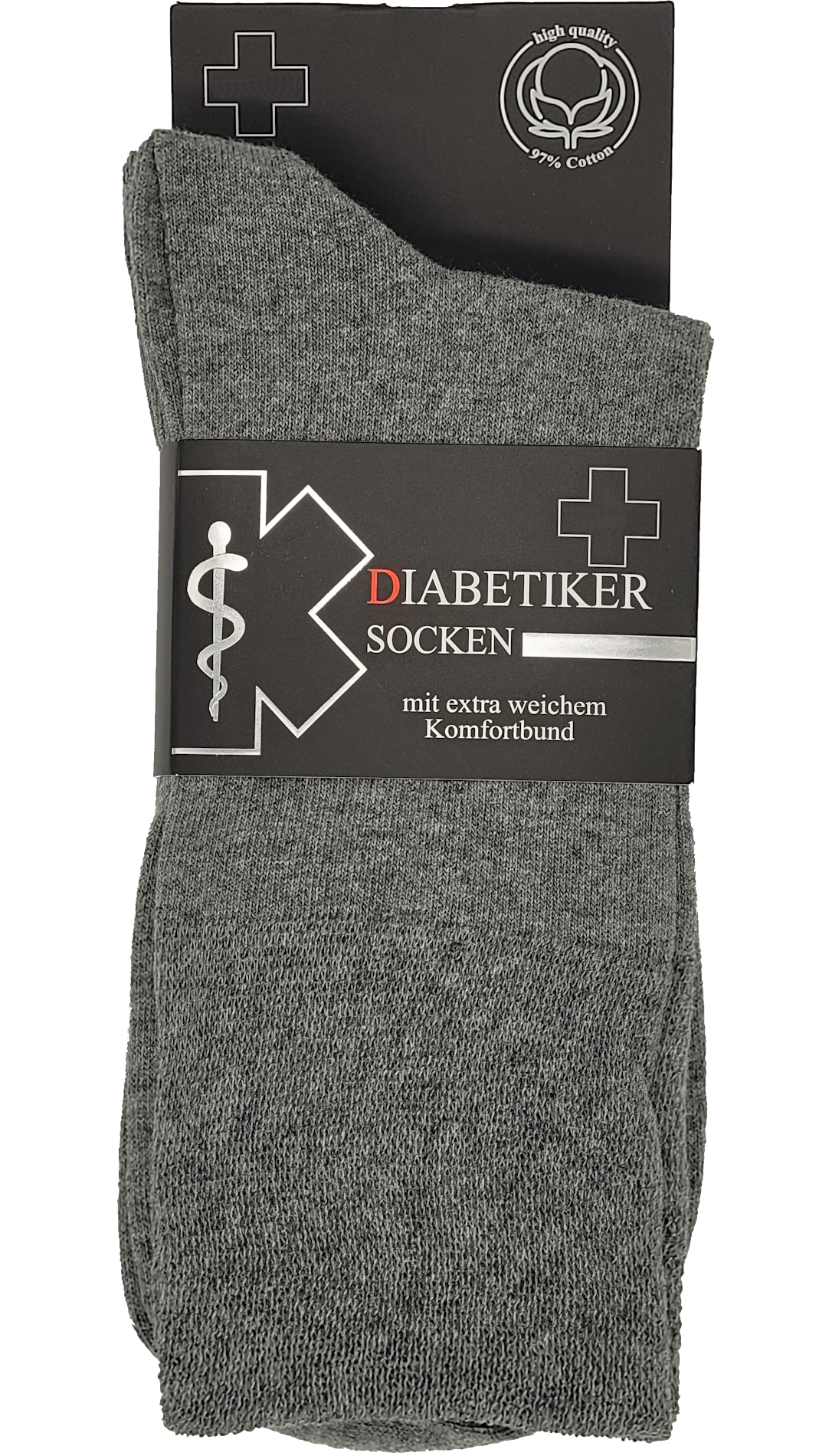 Diabetikersocken EXTRA breites Bund 97% Baumwolle 3 Paar bis Größe 54