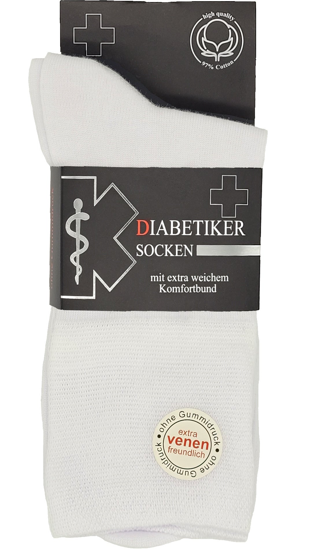 Diabetikersocken EXTRA breites Bund 97% Baumwolle 3 Paar bis Größe 54