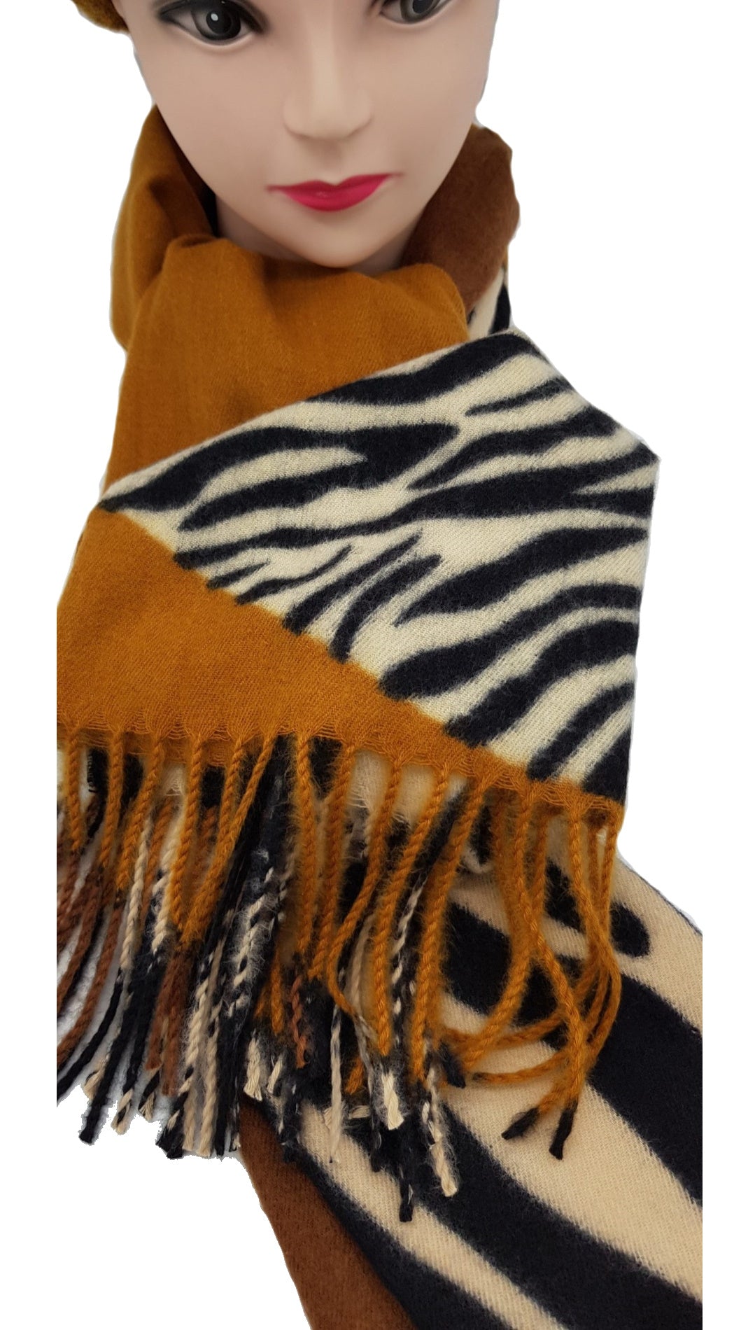 Winterschal Bambus mit Fransen