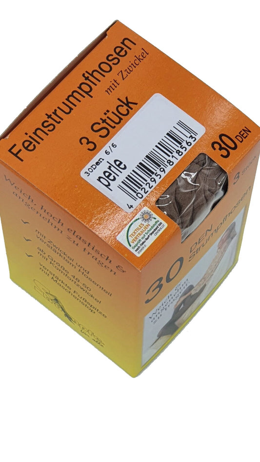 Feinstrumpfhosen mit Zwickel 30 DEN Perle bis Größe -60