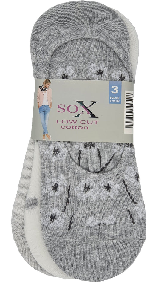 Low Cut Socken unsichtbar - im Schuh - 3 Paar meliert