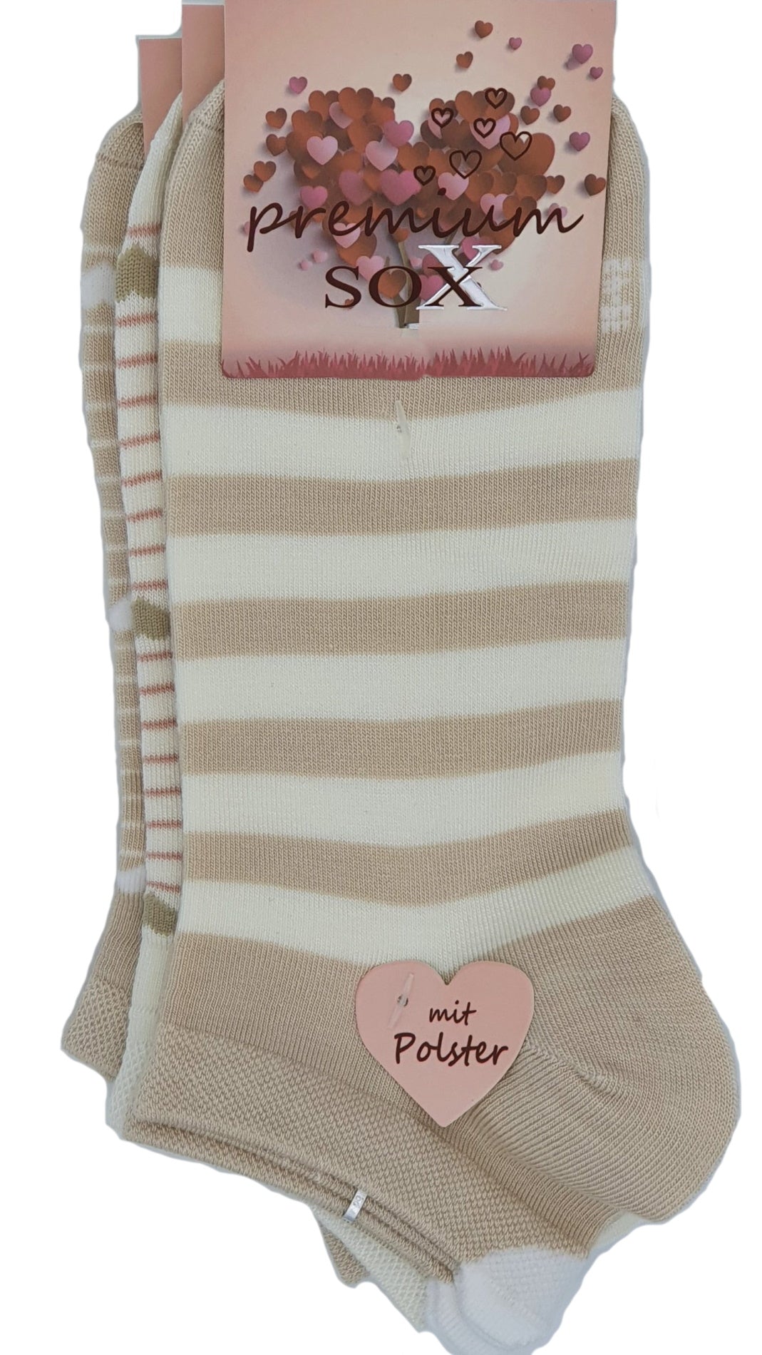 Damen Sneaker Hackenlasche Herzen Ringel 3 Paar Gr. 35-38 (36482)