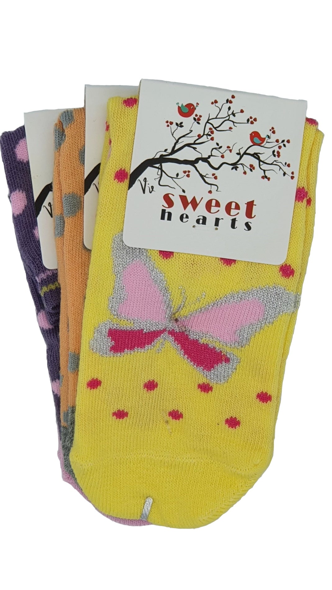 Kinder Kurzsocke Gr. 23-38 Schmetterling Blume Käfer 3 Paar (55203)