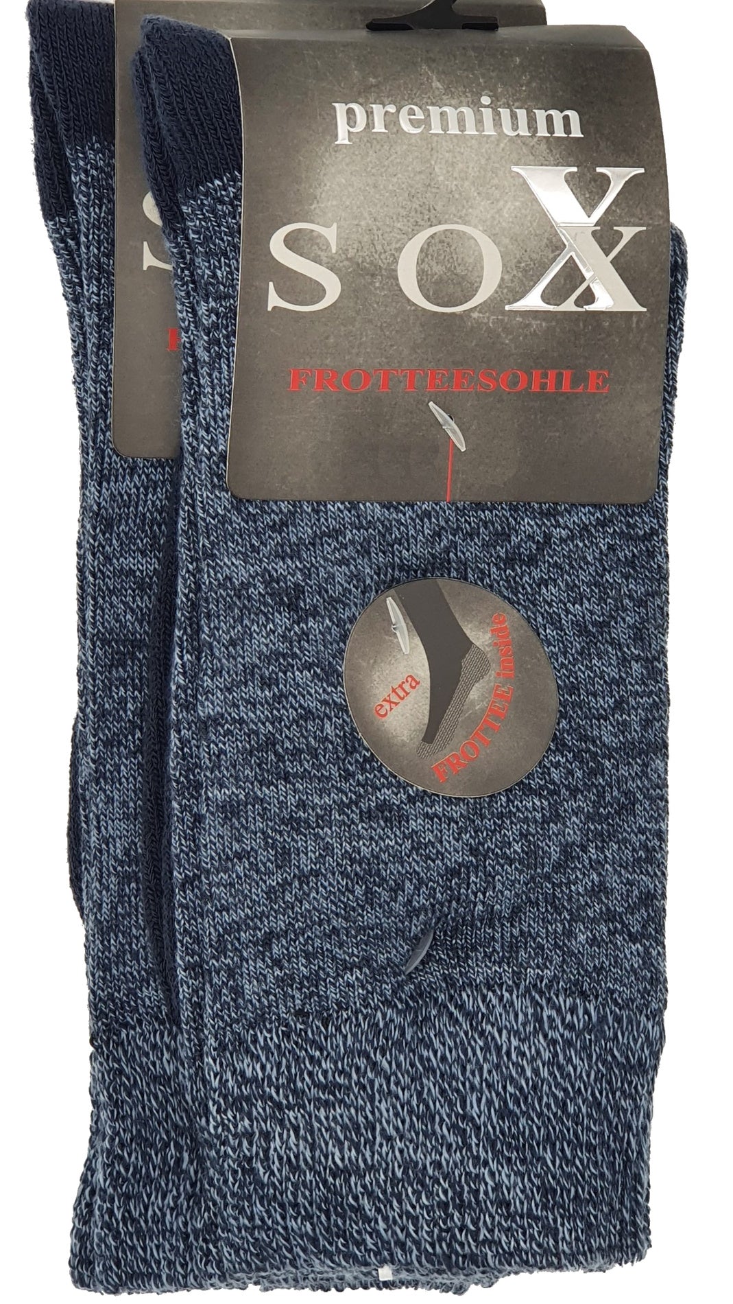 Chaussettes homme semelle éponge rayées et unies 2 paires (21200)
