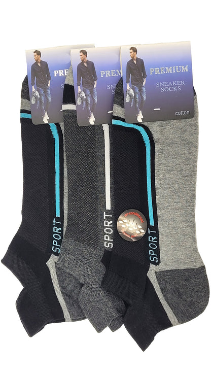Chaussettes montantes pour hommes avec languette de talon pour baskets, 3 paires (16412)