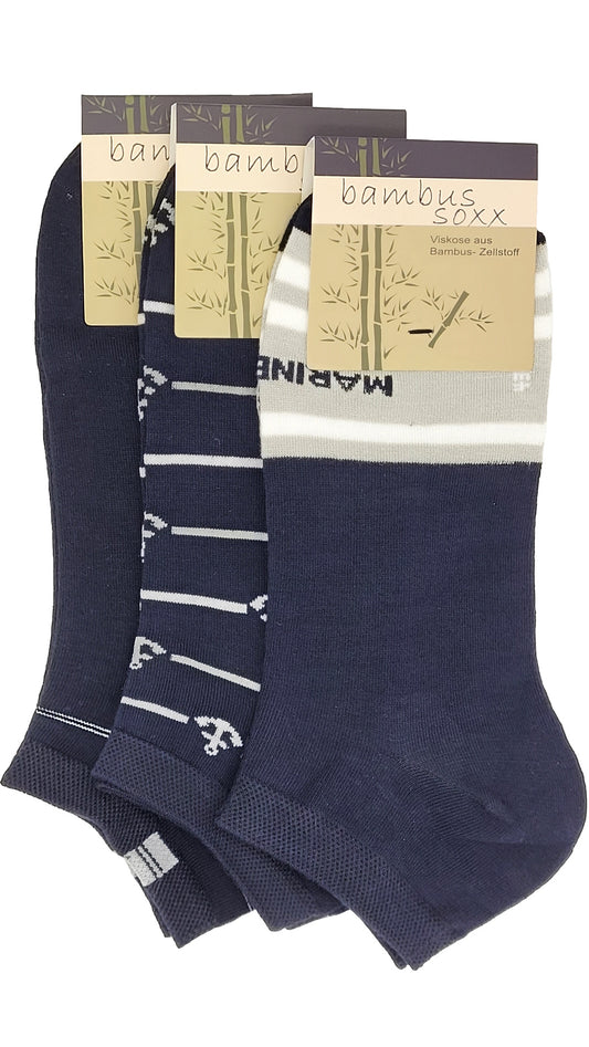 Herren Sneaker Socke Bambus Maritim 3 Paar Gr. 39-42 (16432)
