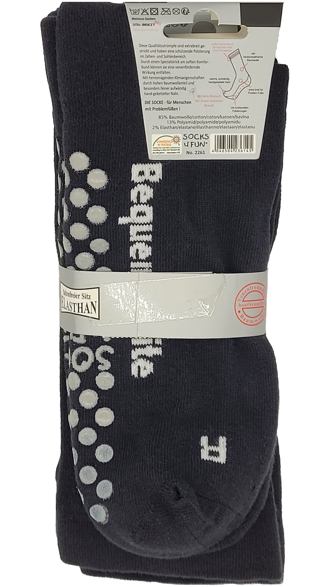 Health Socks ABS Terry Sole EXTRA WIDE Wellness Zwart 2 paar tot maat 50 (2261)