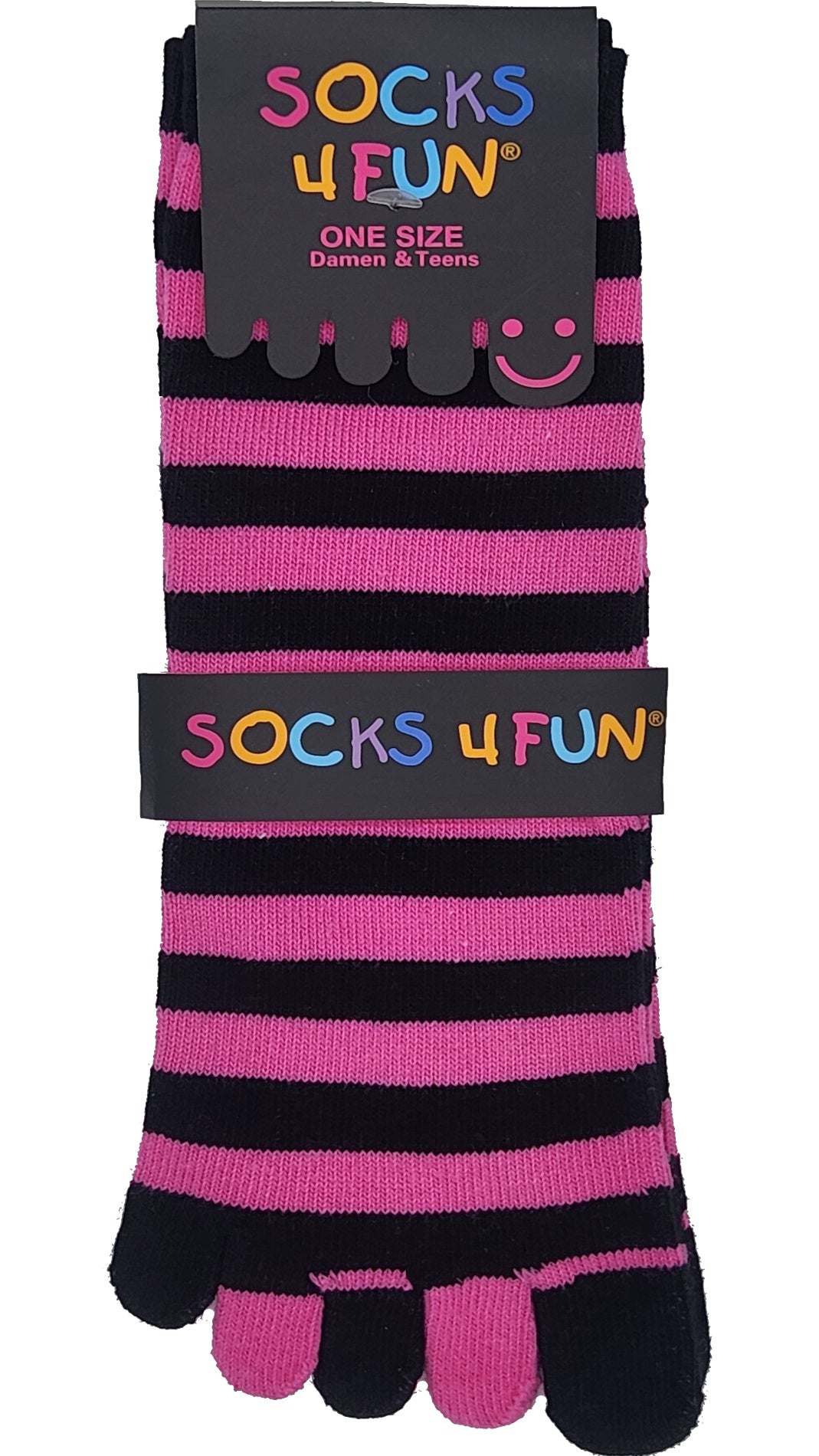 Chaussettes à 5 orteils pour femmes, rayures colorées, taille unique, 1 paire (48006)