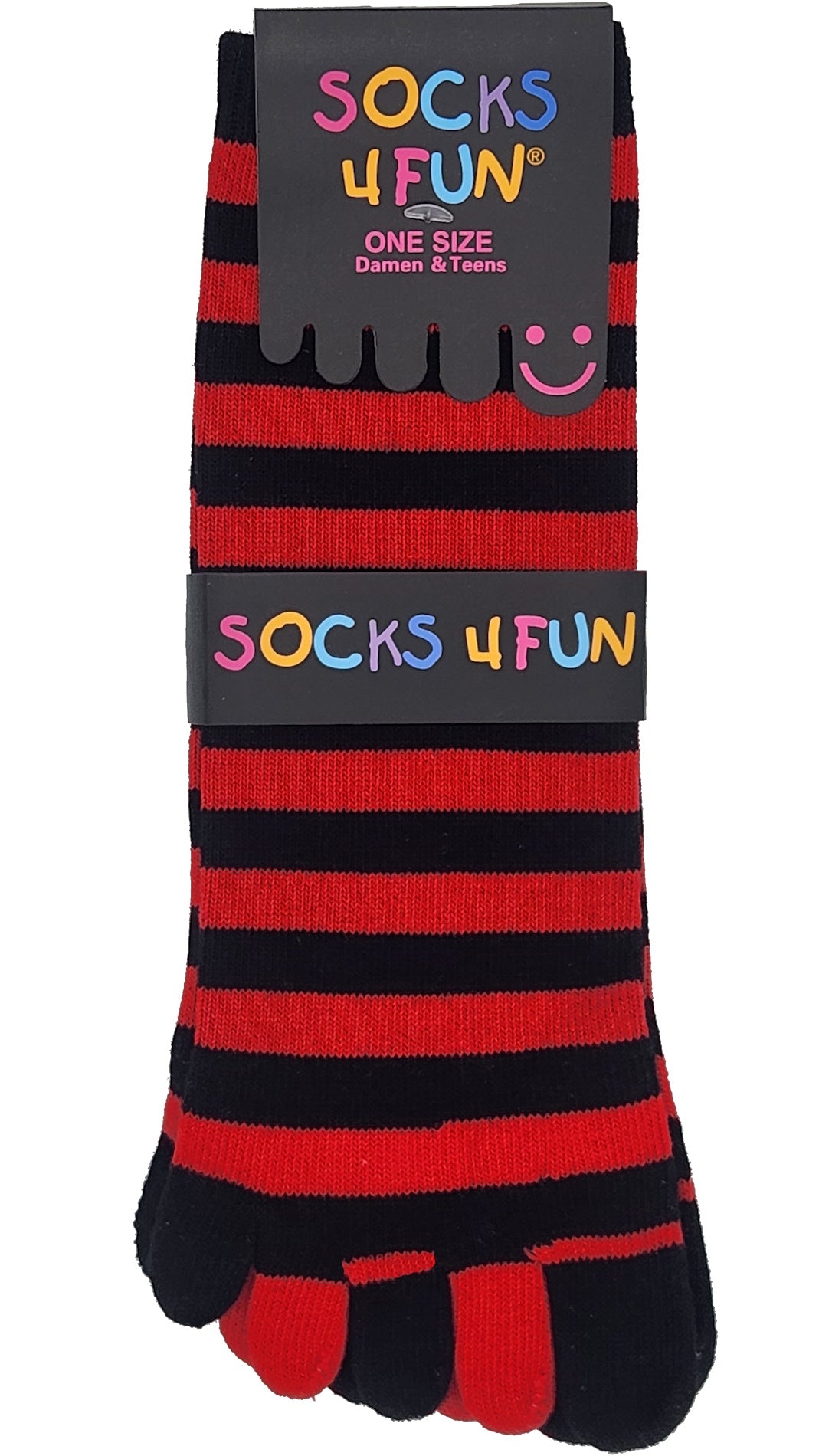 Chaussettes à 5 orteils pour femmes, rayures colorées, taille unique, 1 paire (48006)