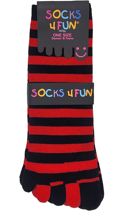 Chaussettes à 5 orteils pour femmes, rayures colorées, taille unique, 1 paire (48006)