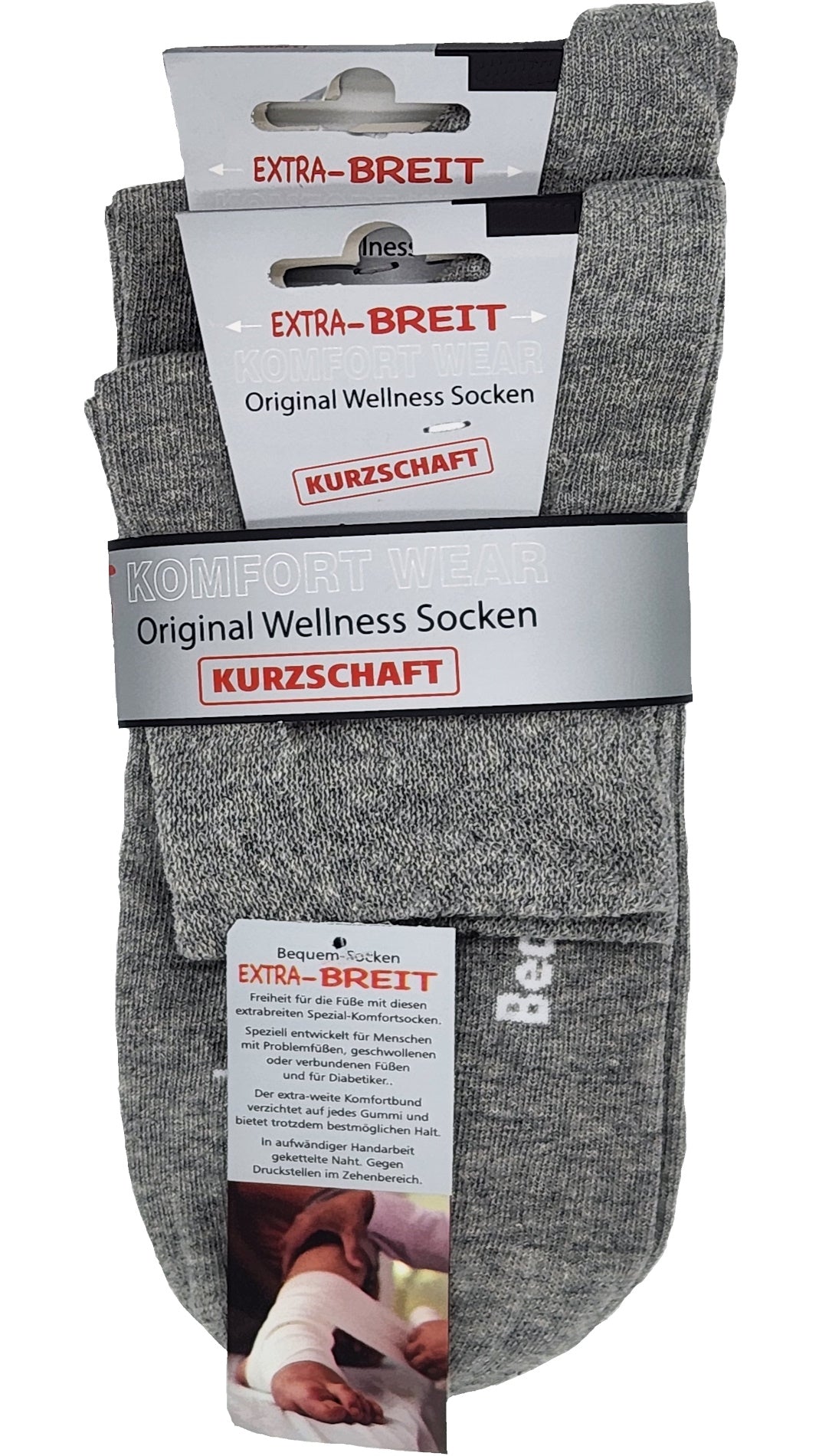 Gesundheitssocken Kurz Schaft EXTRA BREIT Wellness schwarz 2 Paar bis Größe 54 (2155)