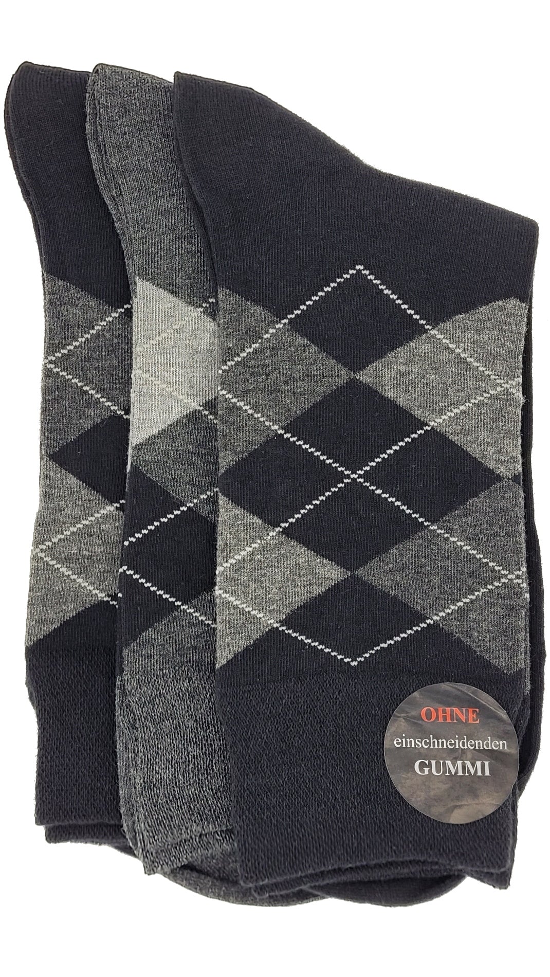 Herren Socken Karo ohne Gummidruck 3 Paar bis Gr. 50 (25349)