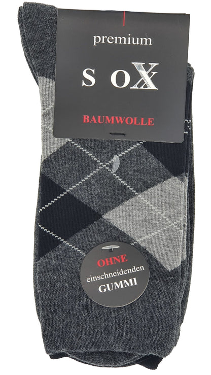 Herren Socken Karo ohne Gummidruck 3 Paar bis Gr. 50 (25349)