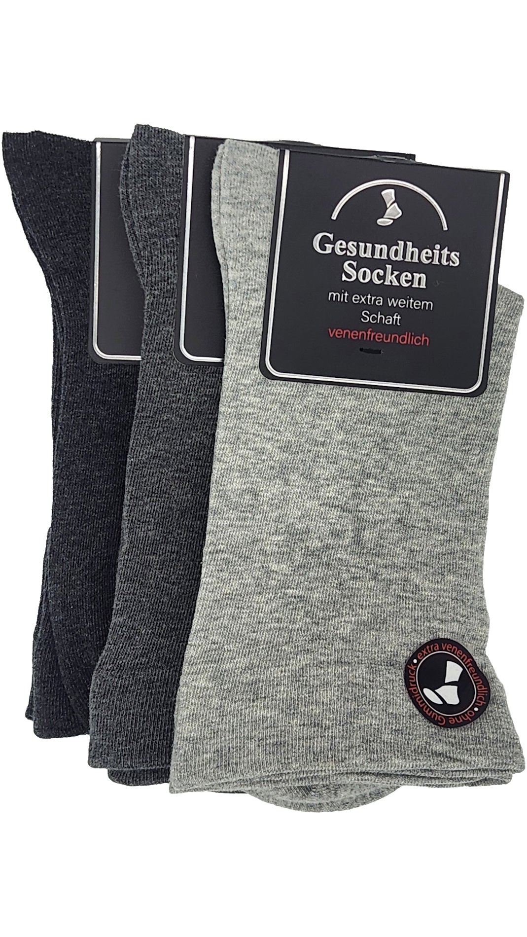 Chaussettes de santé pour hommes entonnoir EXTRA doux pour les veines 3 paires jusqu'à la taille 50 (26900)