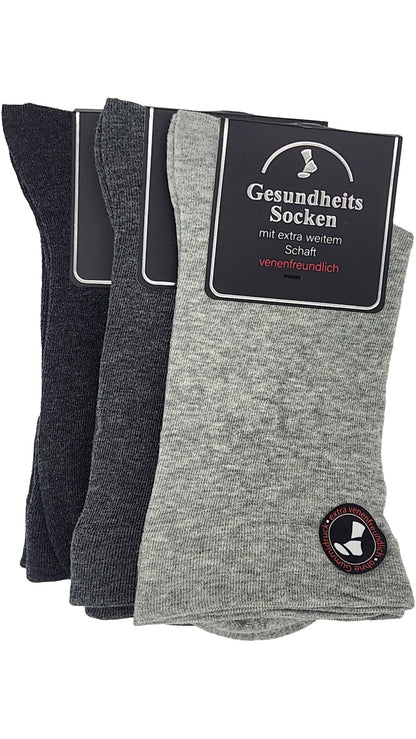 Chaussettes de santé pour hommes entonnoir EXTRA doux pour les veines 3 paires jusqu'à la taille 50 (26900)