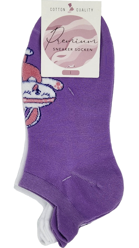 Damen Sneaker Socken Hackenlasche Stickerei 3 Paar (36369)