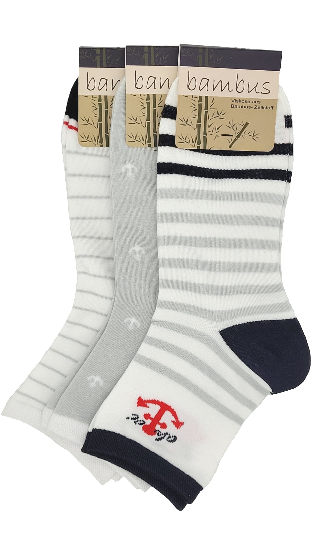 Dames BAMBOO korte schacht maritieme sokken 3 paar (36948)
