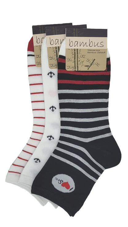 Dames BAMBOO korte schacht maritieme sokken 3 paar (36948)