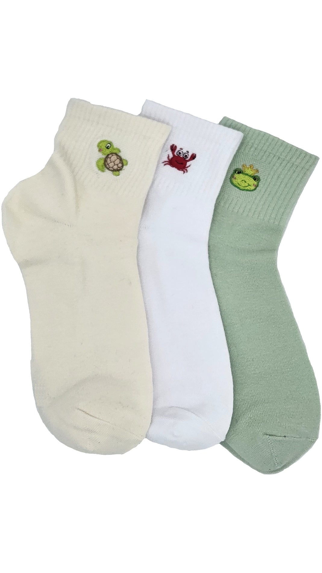 Damen Kurz Schaft Premium Casual Socken Stickerei 3 Paar (36974)