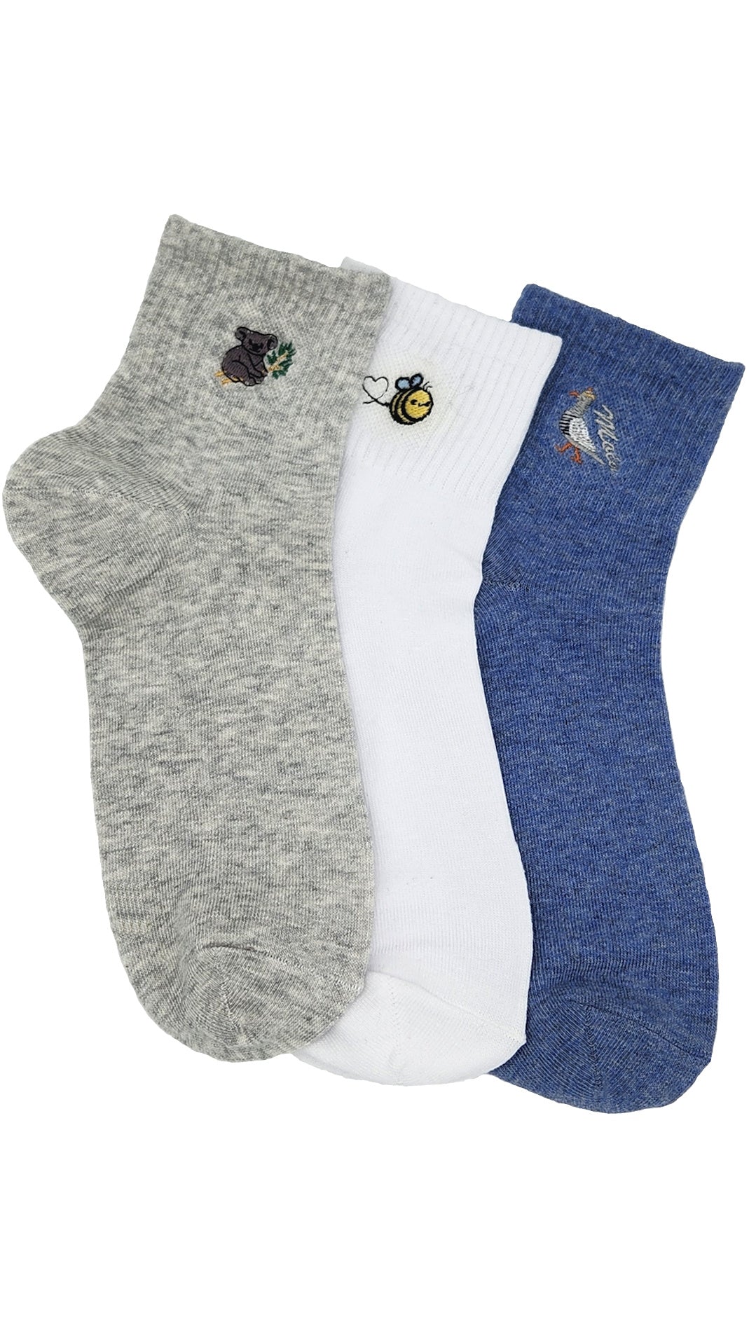Damen Kurz Schaft Premium Casual Socken Stickerei 3 Paar (36974)