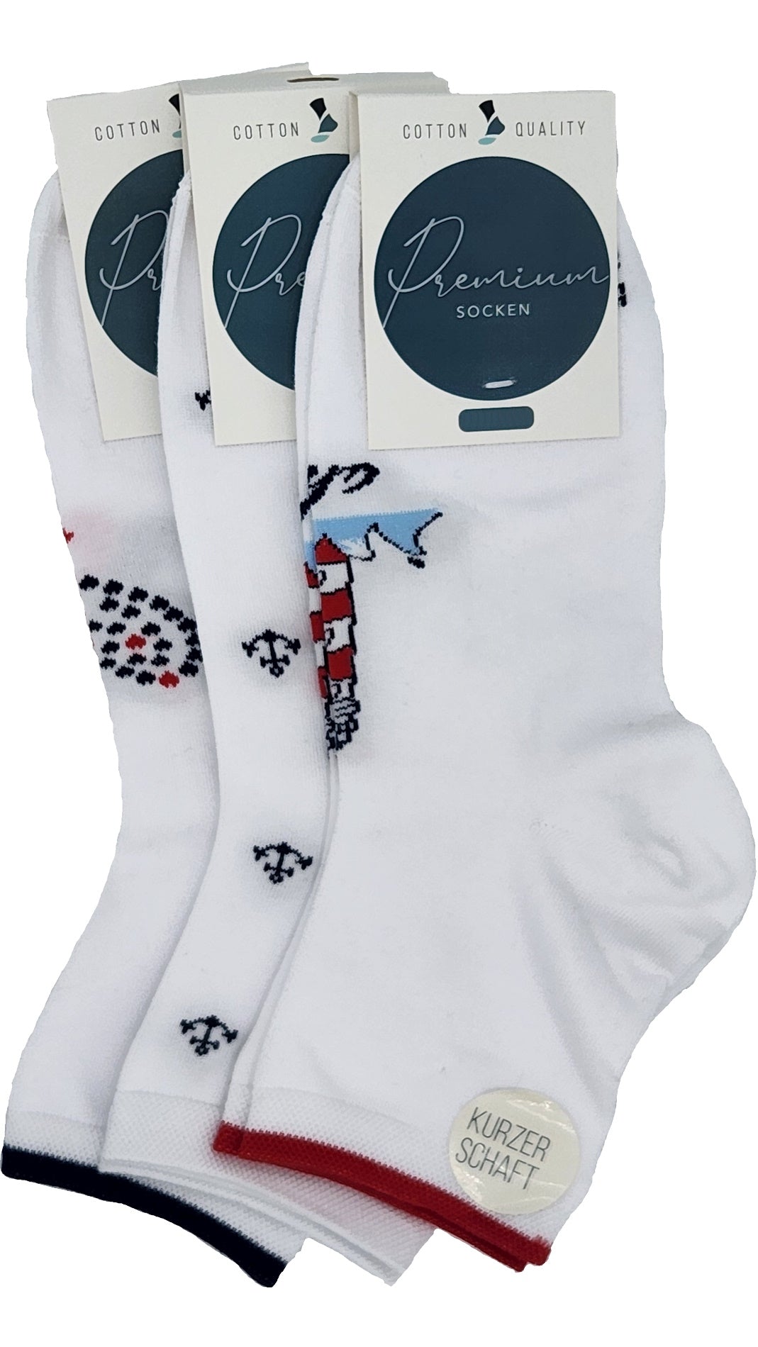 Damen Kurz Schaft Premium Tennis Style Maritim Socken 3 Paar (36988)