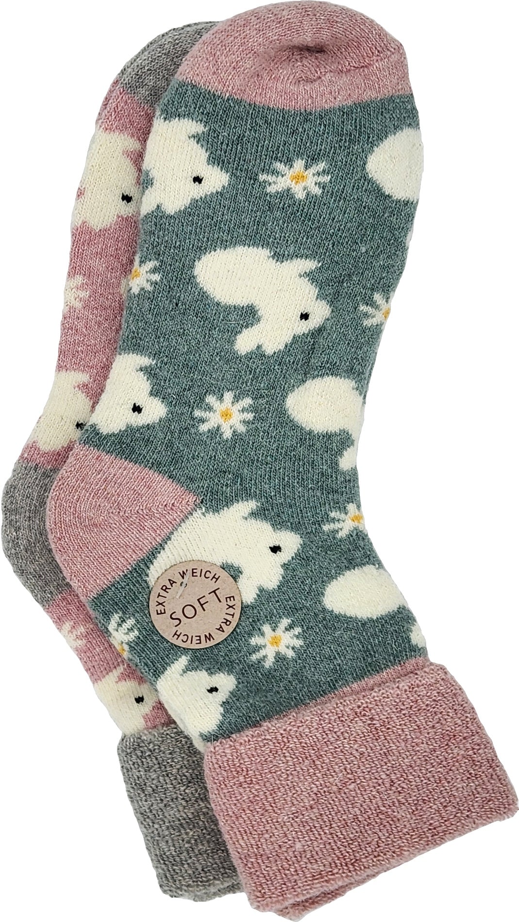 Damensocke mit Wolle Tiere 2 Paar (37825)