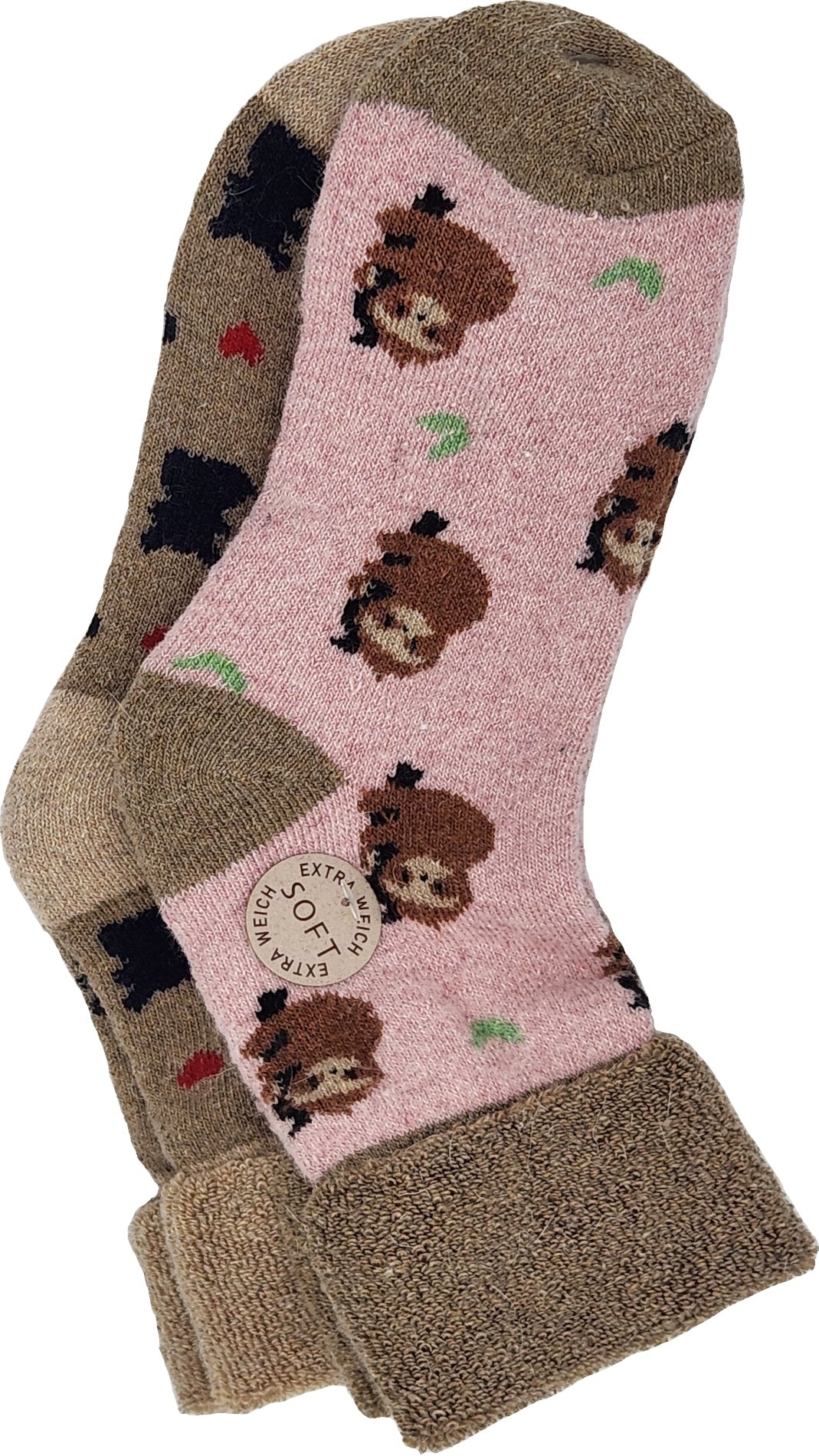 Damensocke mit Wolle Tiere 2 Paar (37825)