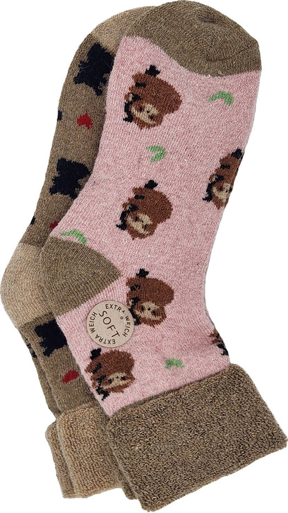 Damensocke mit Wolle Tiere 2 Paar (37825)