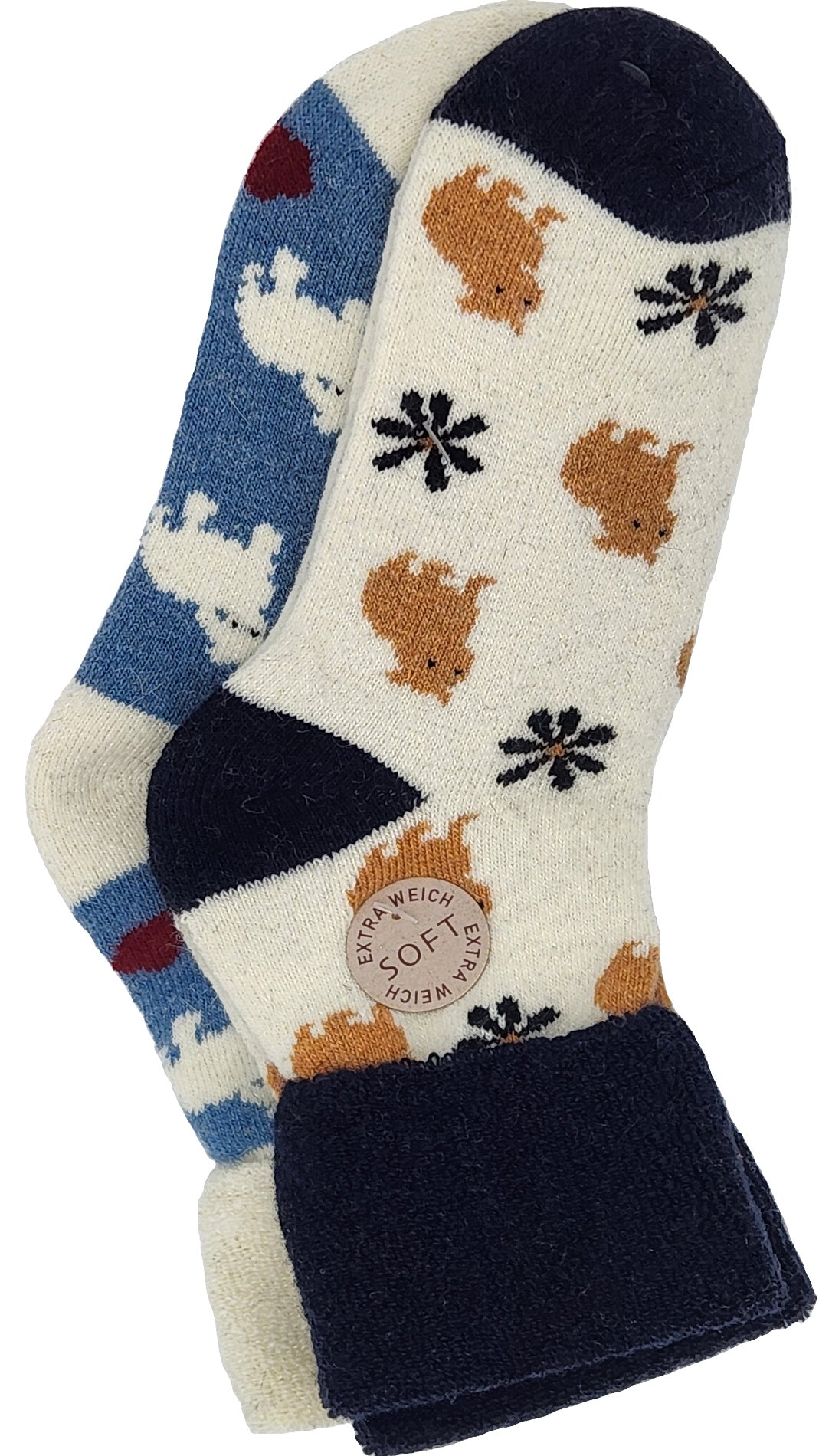 Damensocke mit Wolle Tiere 2 Paar (37825)