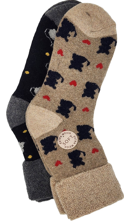 Damensocke mit Wolle Tiere 2 Paar (37825)