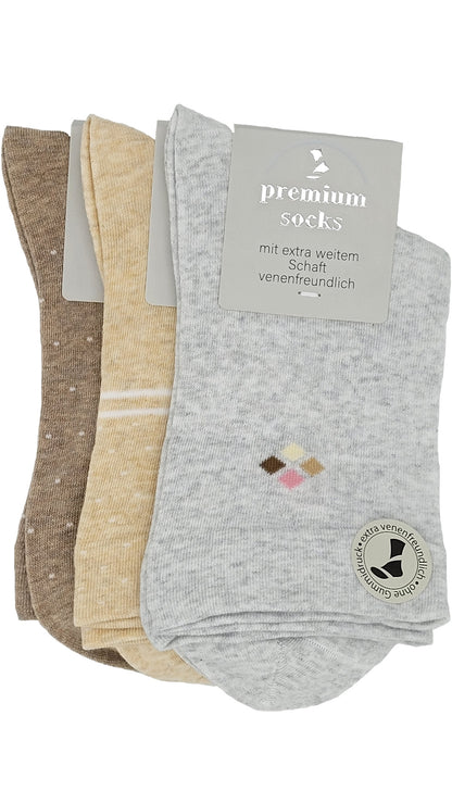 Chaussettes de santé pour femmes avec manchette extra large entonnoir 3 paires (39540)