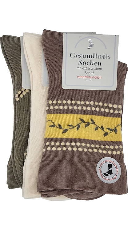 Chaussettes de santé pour femmes avec manchette extra large entonnoir 3 paires (39540)