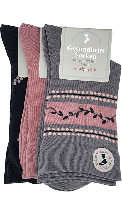 Chaussettes de santé pour femmes avec manchette extra large entonnoir 3 paires (39540)