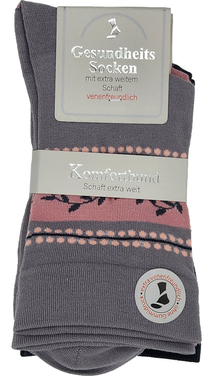 Chaussettes de santé pour femmes avec manchette extra large entonnoir 3 paires (39540)